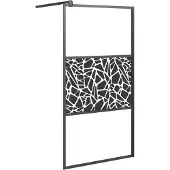 Syfax Mampara ducha vidrio esmerilado diseño piedras negro 100x195 cm