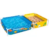 Bestway Piscina inflable "Mi primera piscina de estructura" con arenero, de 213 x 122 x 30,5 cm, diseño submarino colorido y forma rectangular