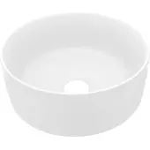 Syfax Lavabo de lujo redondo cerámica blanco mate 40x15 cm