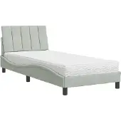 Syfax Cama con colchón Hanko terciopelo gris claro 80x200 cm