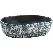 Syfax Lavabo sobre encimera ovalado cerámica y azul 47x33x13 cm