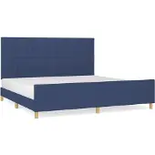 Syfax Cama sin colchón tela azul 200x200 cm