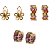 Faina Pendientes zafiro / oro / verde / lila