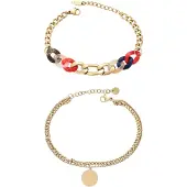 Faina Pulsera azul oscuro / oro / rojo / transparente