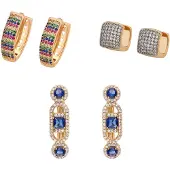 Faina Pendientes navy / oro / rosa oscuro / transparente