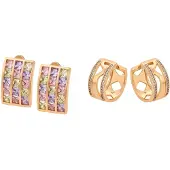 Faina Pendientes oro / lila / rosa / transparente