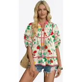 Imily Bela Blusa ecru / amarillo / pino / rojo