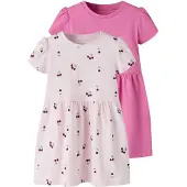 Name it Vestido 'NMFVivia' verde / rosa pastel / rosa claro / rojo vino