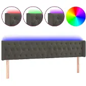 Syfax Cabecero con LED de terciopelo gris oscuro 203x16x78/88 cm