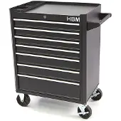 HBM carro de herramientas con 7 cajones, 66 cm, negro