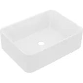 Syfax Lavabo de lujo de cerámica blanco mate 41x30x12 cm