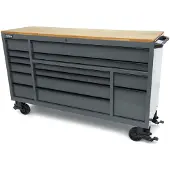 HBM Carro de herramientas, 14 cajones, 182 cm, gris