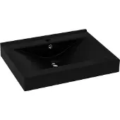 Syfax Lavabo con agujero de grifo cerámica negro mate 60x46 cm