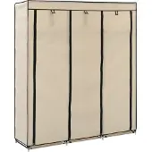 Syfax Armario con compartimentos y varillas tela crema 150x45x175 cm