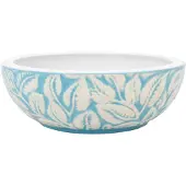 Syfax Lavabo sobre encimera redondo cerámica blanco y azul Φ41x14 cm