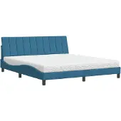 Syfax Cama con colchón Hanko terciopelo azul 180x200 cm