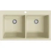 Syfax Fregadero de cocina de granito con dos senos beige