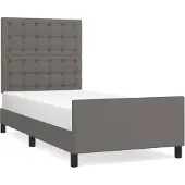 Syfax Estructura de cama sin colchón cuero sintético gris 90x190 cm