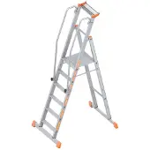 Layher Plataforma , modelo 1074, con 6 escalones y travesaño [Precio especial]