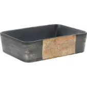 Syfax Lavabo encimera rectangular cerámica negro marrón 46x35,5x13 cm
