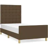 Syfax Estructura de cama con cabecero de tela marrón oscuro 80x200 cm