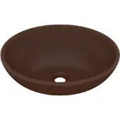 Syfax Lavabo de lujo ovalado cerámica marrón oscuro mate 40x33 cm