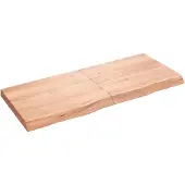 Syfax Encimera baño madera maciza tratada marrón claro 120x50x(2-6)cm