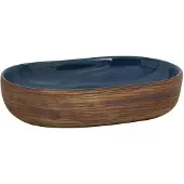 Syfax Lavabo sobre encimera ovalado cerámica marrón y azul 59x40x14cm