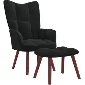 Syfax Sillón de relax con taburete terciopelo negro