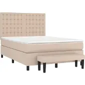 Syfax Cama box spring con colchón cuero sintético capuchino 140x200cm