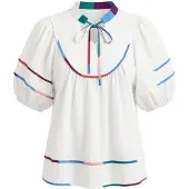 Imily Bela Blusa azul oscuro / esmeralda / rojo vivo / blanco