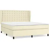 Syfax Cama box spring con colchón cuero sintético crema 180x200 cm