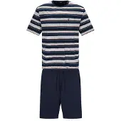 Hajo Pijama corto azul oscuro / gris moteado / verde