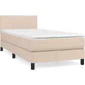 Syfax Cama box spring con colchón cuero sintético capuchino 100x200cm