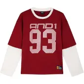 AND1 Camiseta rosa / rojo carmesí / blanco