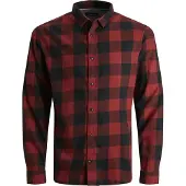 Jack & Jones Camisa 'JJEGingham' rojo sangre / negro