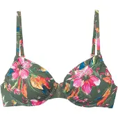 LASCANA Top de bikini 'Malia' verde / naranja oscuro / rosa / blanco