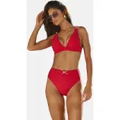Lipsy Top de bikini rojo oscuro