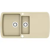 Syfax Fregadero de cocina de granito con dos senos beige