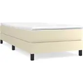 Syfax Cama box spring con colchón cuero sintético crema 80x200 cm