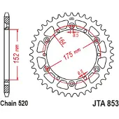 JT Sprockets Corona Trasera Yamaha Jta853.48blk Aluminium