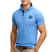 Superdry para hombre. M1110465A Polo Piqué Monogram azul (S), Casual, Algodón, Manga corta, outlet 2026.