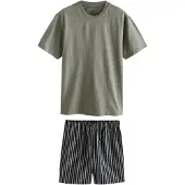 Next Pijama corto azul oscuro / oliva / blanco