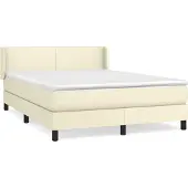 Syfax Cama box spring con colchón cuero sintético crema 140x200cm