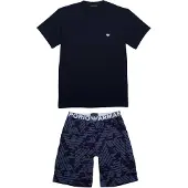Emporio Armani Pijama corto azul oscuro / negro / blanco