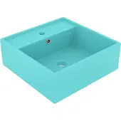 Syfax Lavabo cuadrado rebosadero cerámica verde claro mate 41x41 cm