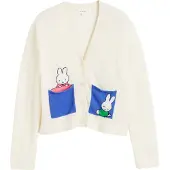Chinti & Parker Cárdigan 'Miffy Pocket Play' crema / azul / pitaya / offwhite