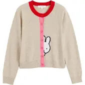 Chinti & Parker Cárdigan 'Miffy Peek' beige / rosa / rojo / blanco