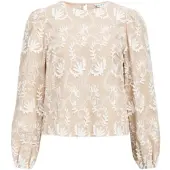 Object Blusa 'OBJMya' beige oscuro / blanco