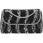 Faina Bolso de hombro negro / blanco perla